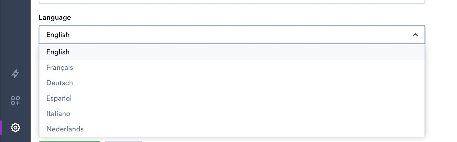 Overloop multi-language support showing available languages