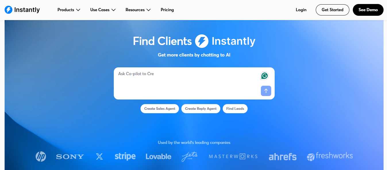 Instantly AI Homepage