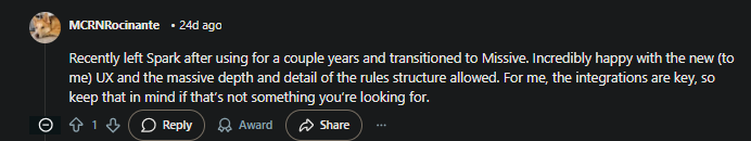 User sharing experience using Missive
