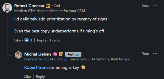 User emphasising the importance of Recency of Signals