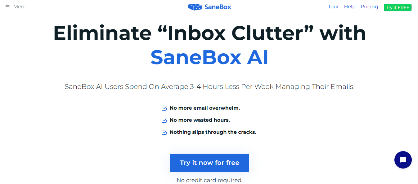  SaneBox Homepage