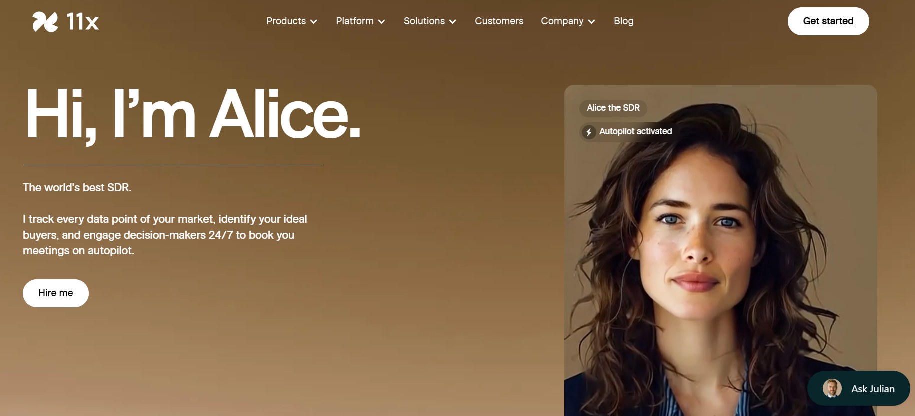 Alice by 11x.ai homepage