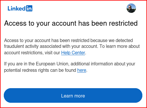 LinkedIn account Restricted