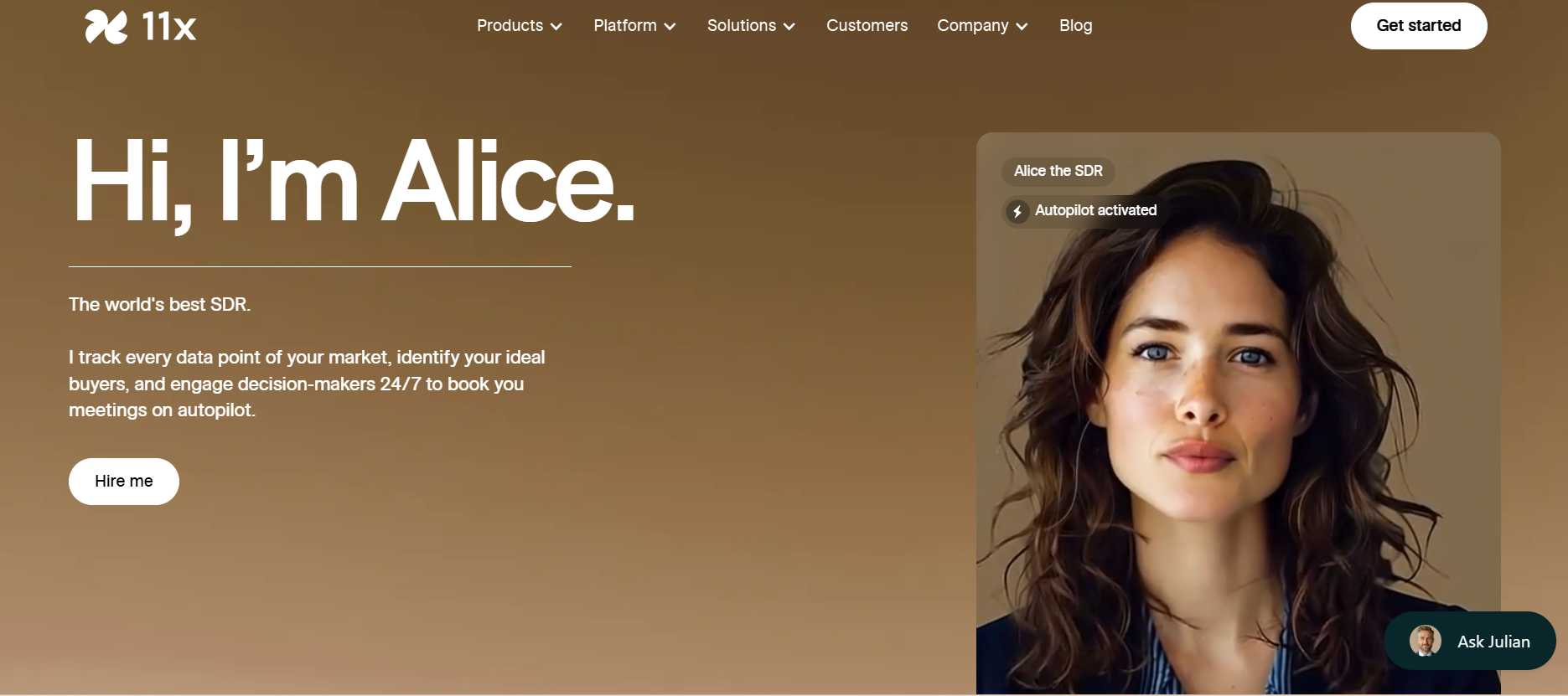 Alice by 11x.ai homepage