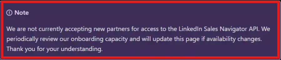LinkedIn currently not accepting SNAPnew partners