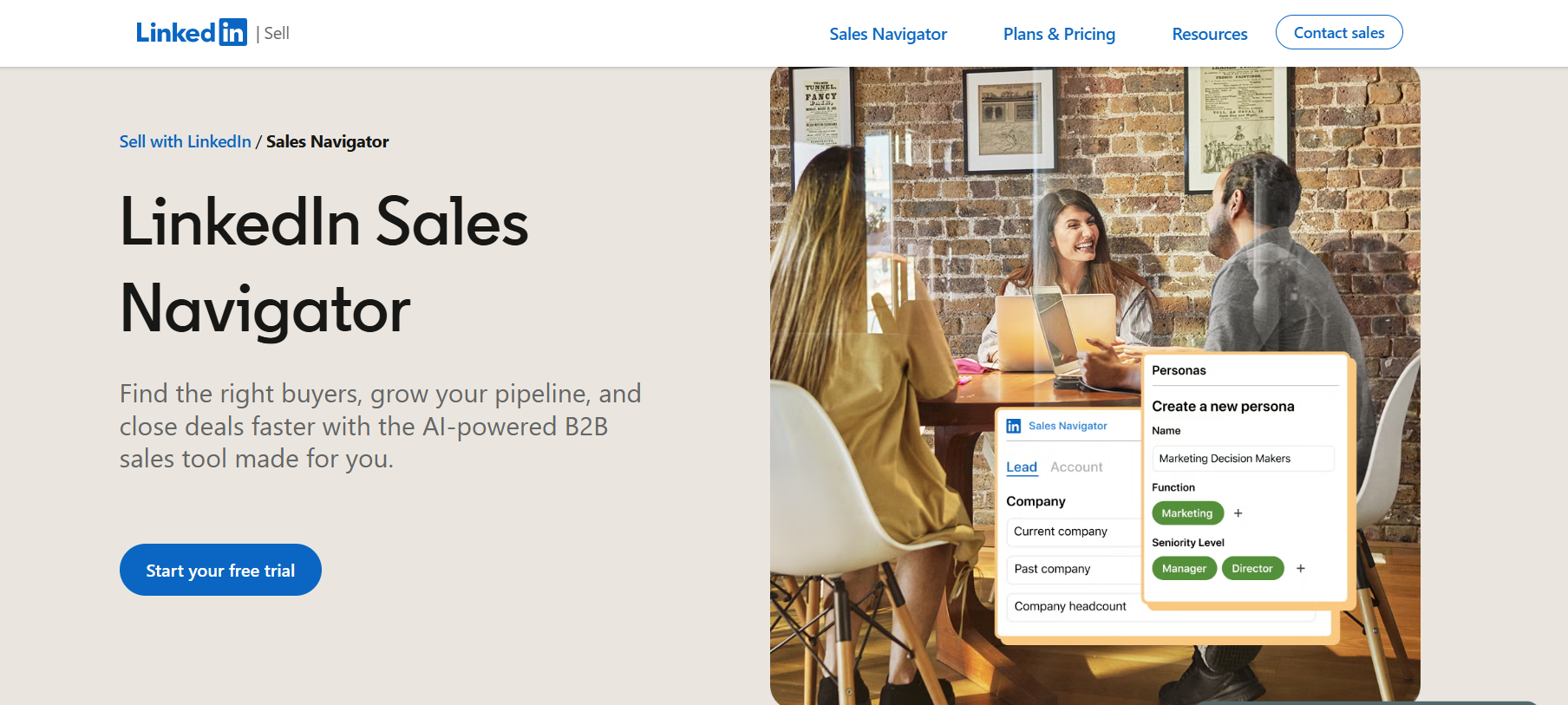 LinkedIn Sales Navigator homepage