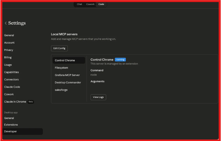 Claude Desktop settings