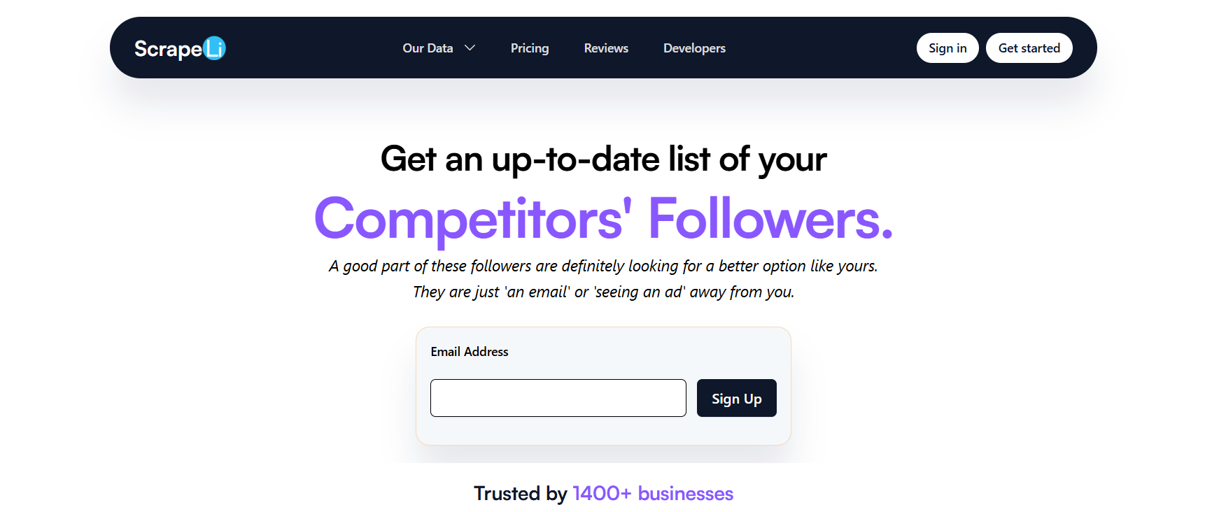 Scrapeli.io homepage