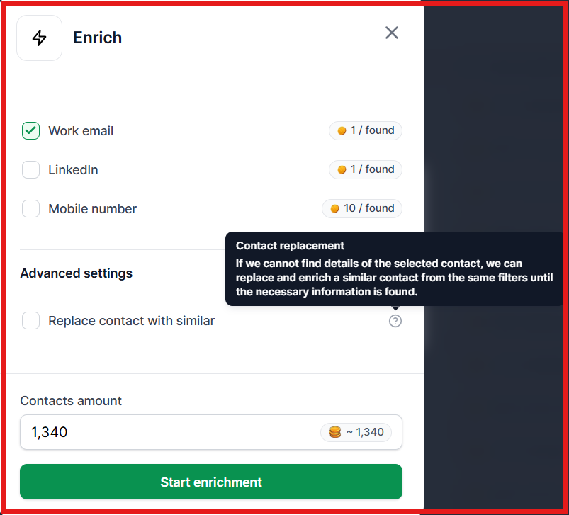 Leadsforge enrichment feature