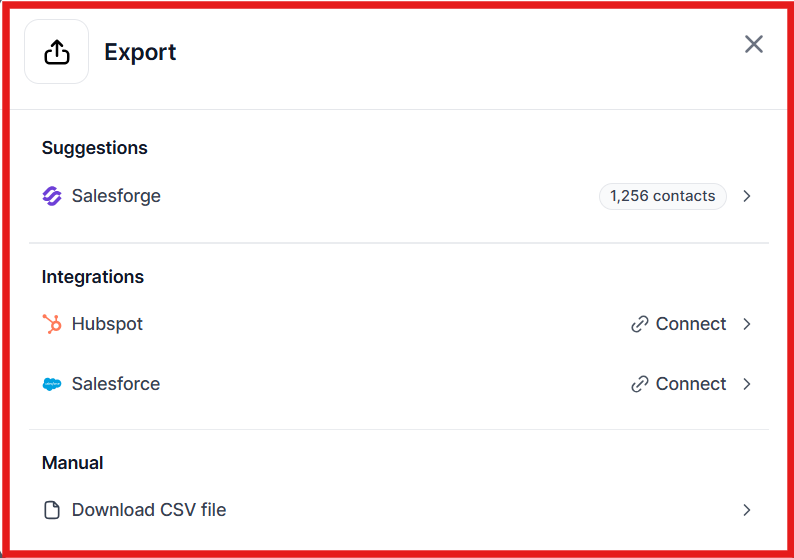 Export lead list to Salesforge