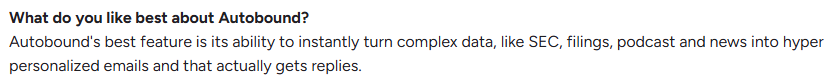 User review about Autobound Signal Data