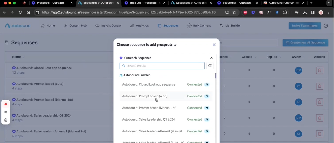 Sequences in Autobound