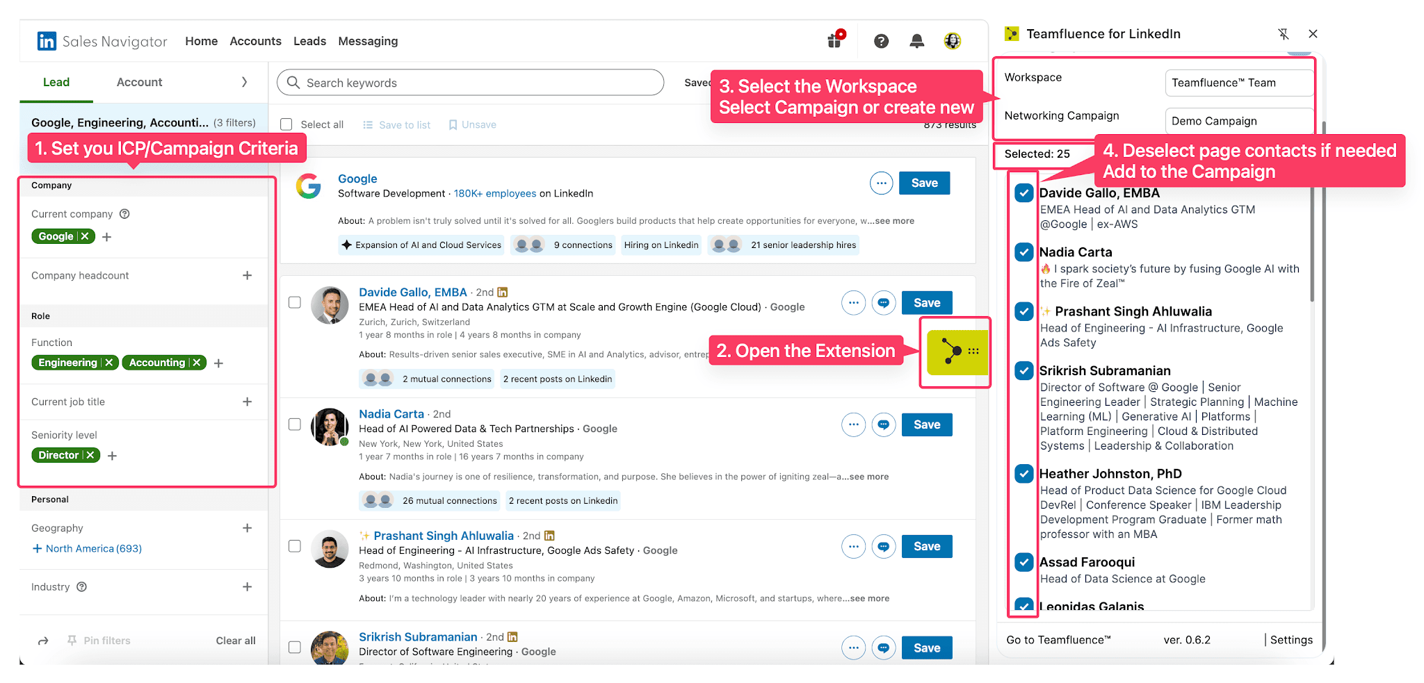 Networking Campaigns in Sales Navigator via Teamfluence