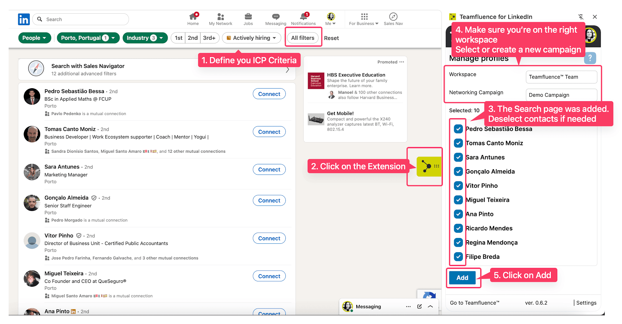 Networking Campaigns in LinkedIn via Teamfluence