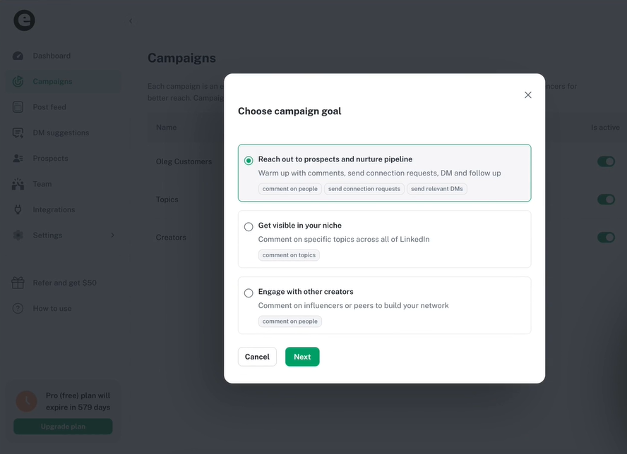 Campaign Creation In Goextrovert