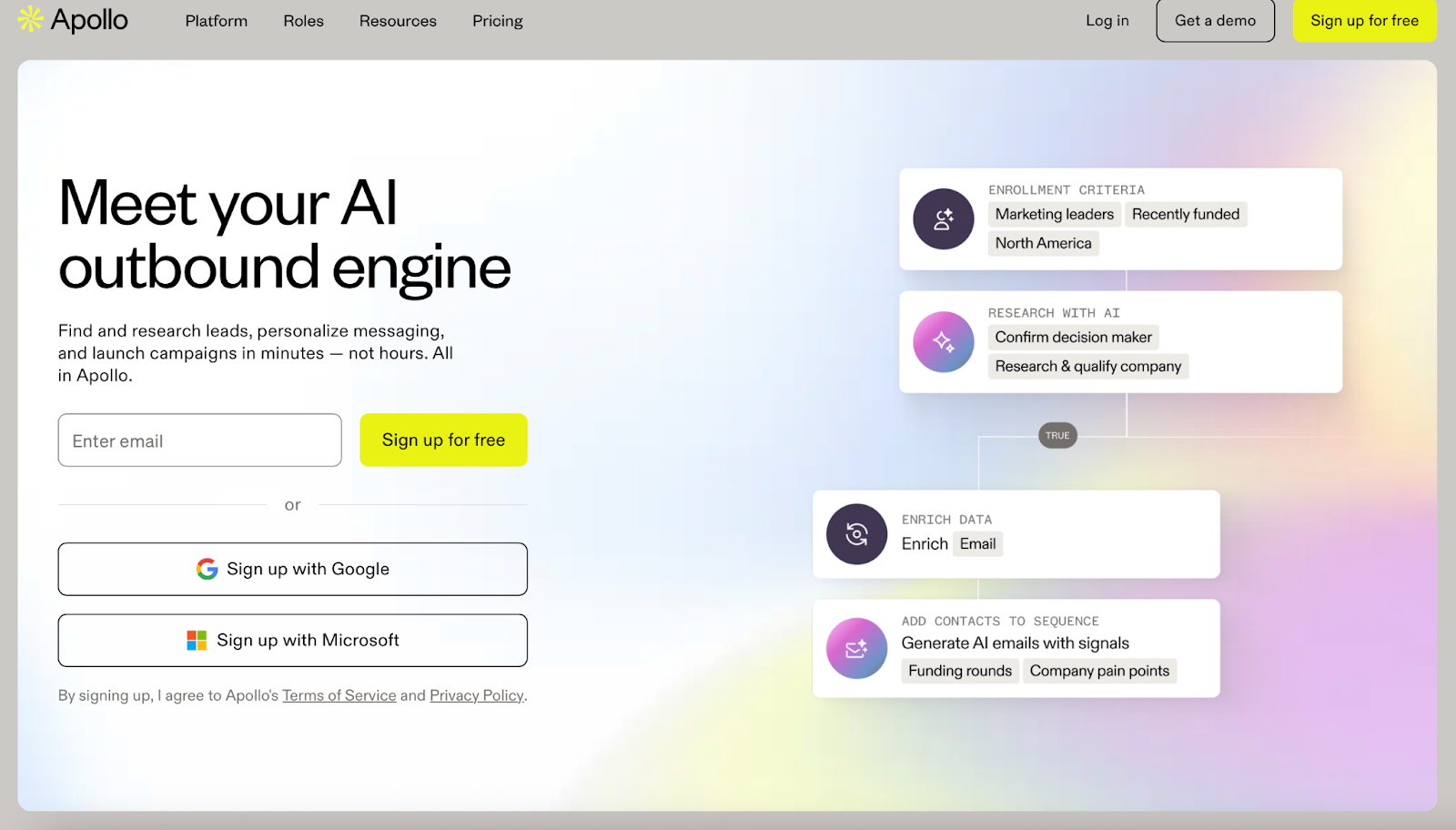 Apollo.io Homepage
