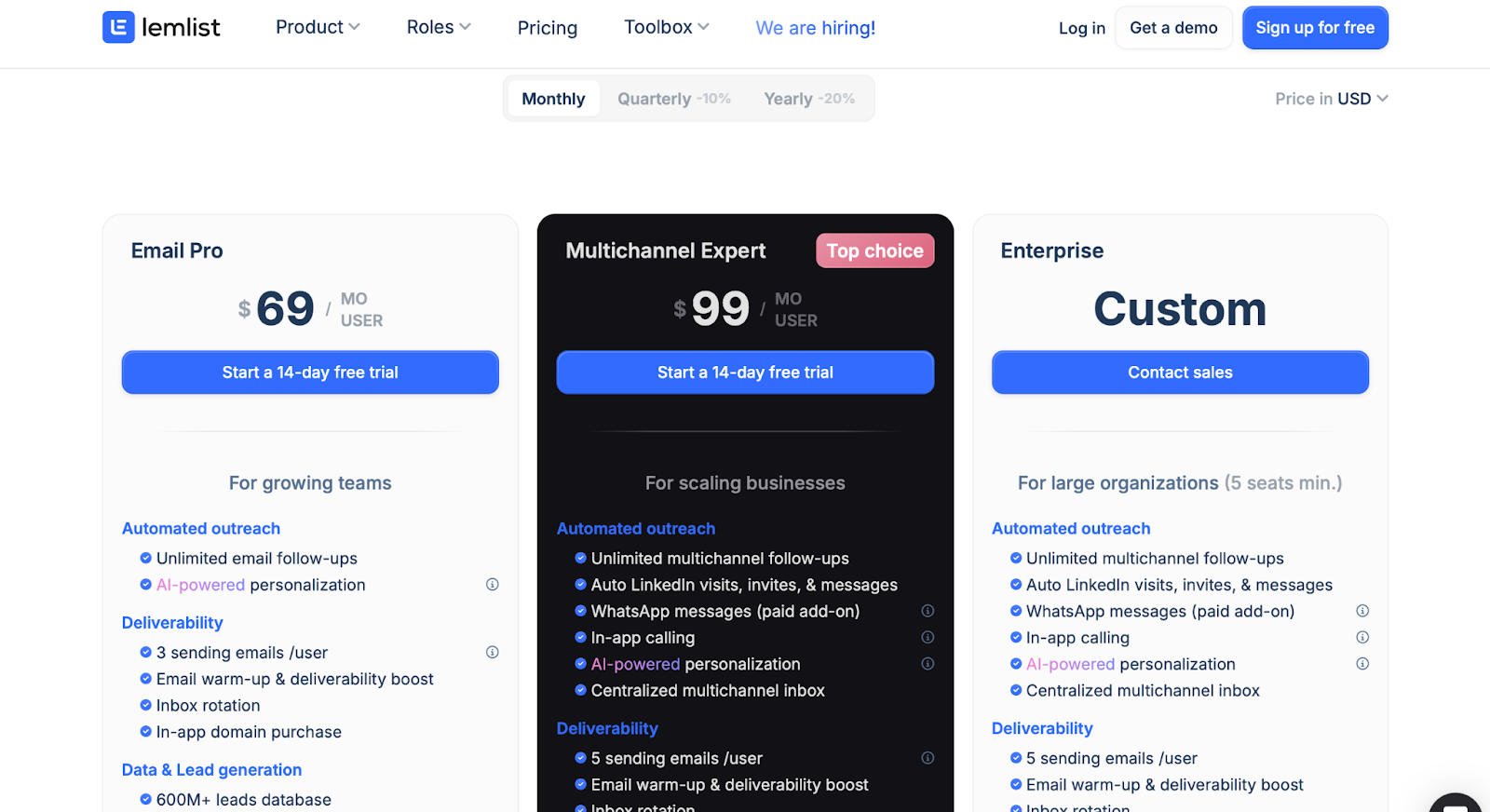 Lemlist Pricing