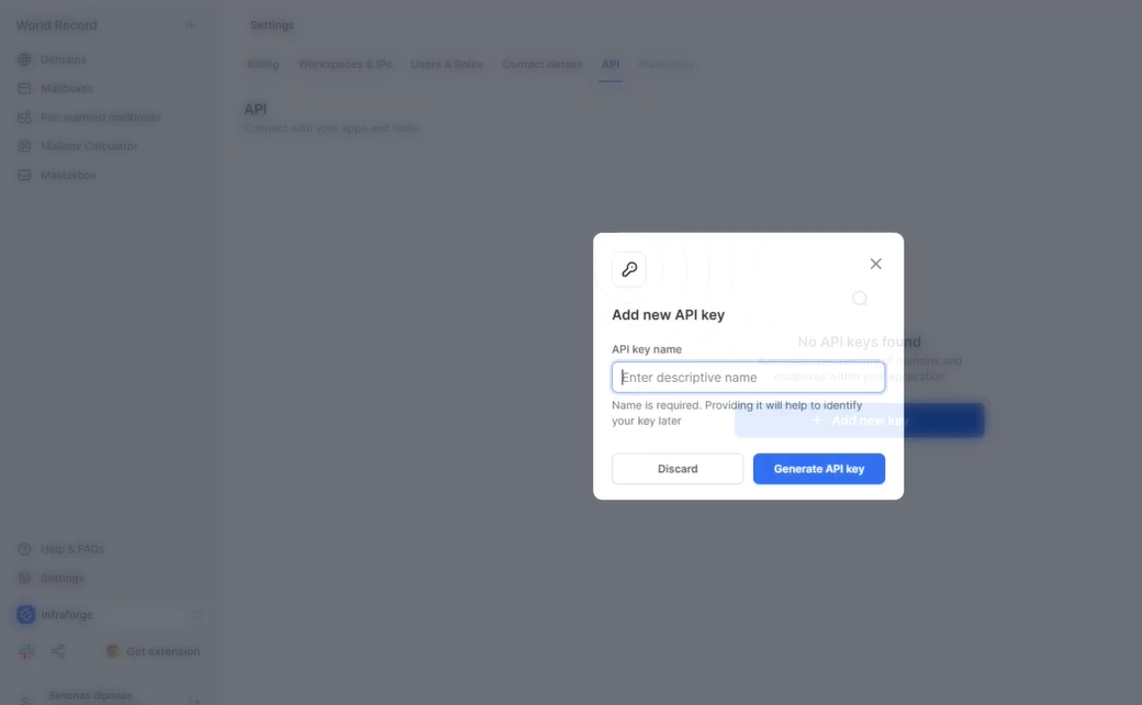 Adding New API Key