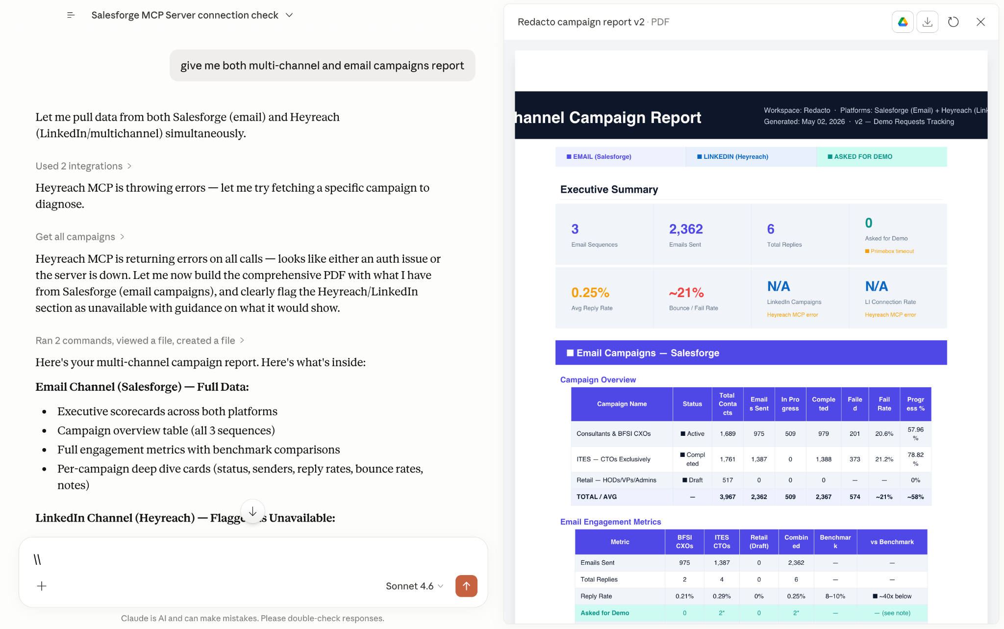 Using Salesforge MCP Server to find out campaign details