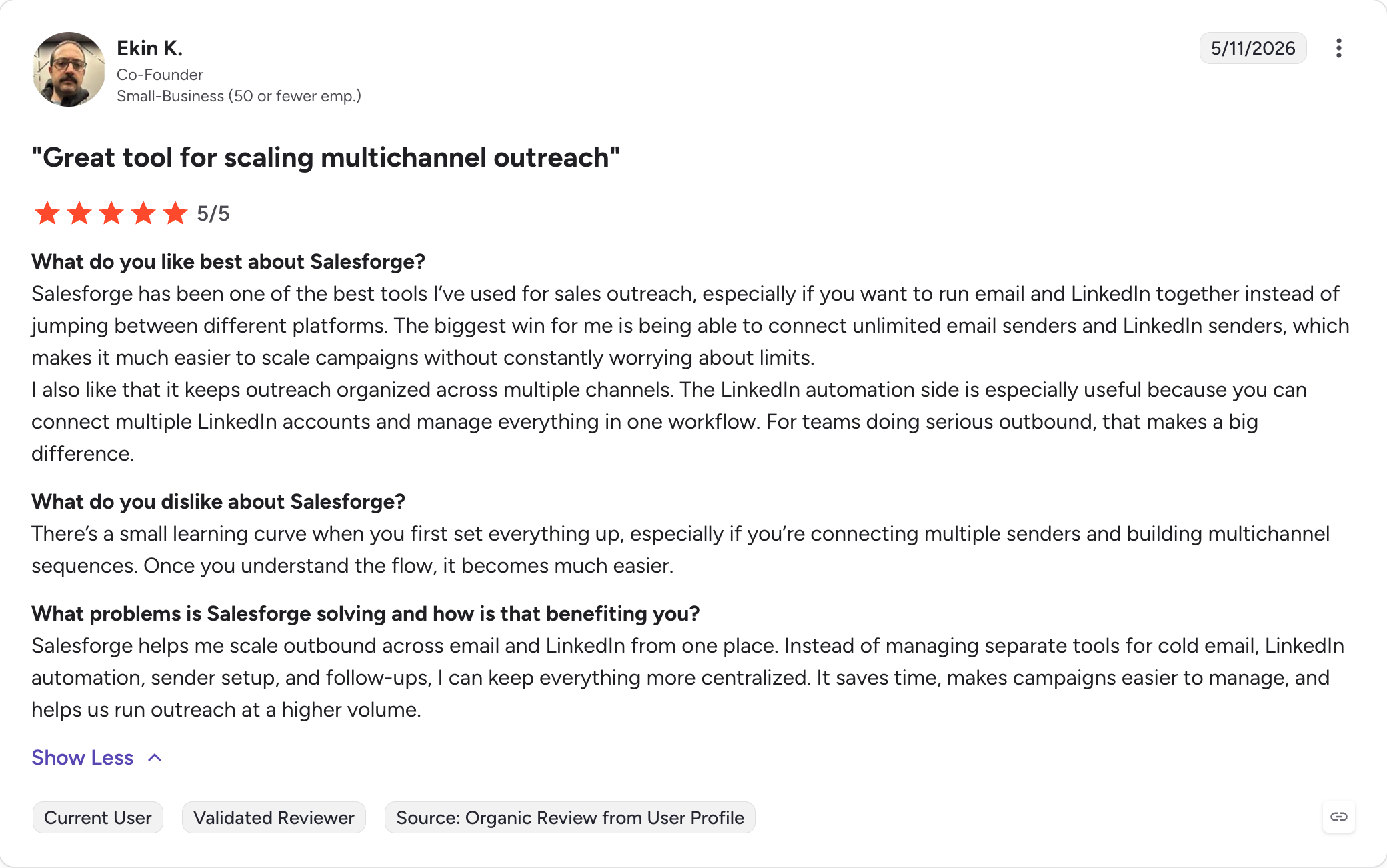 Verified Salesforge User on G2