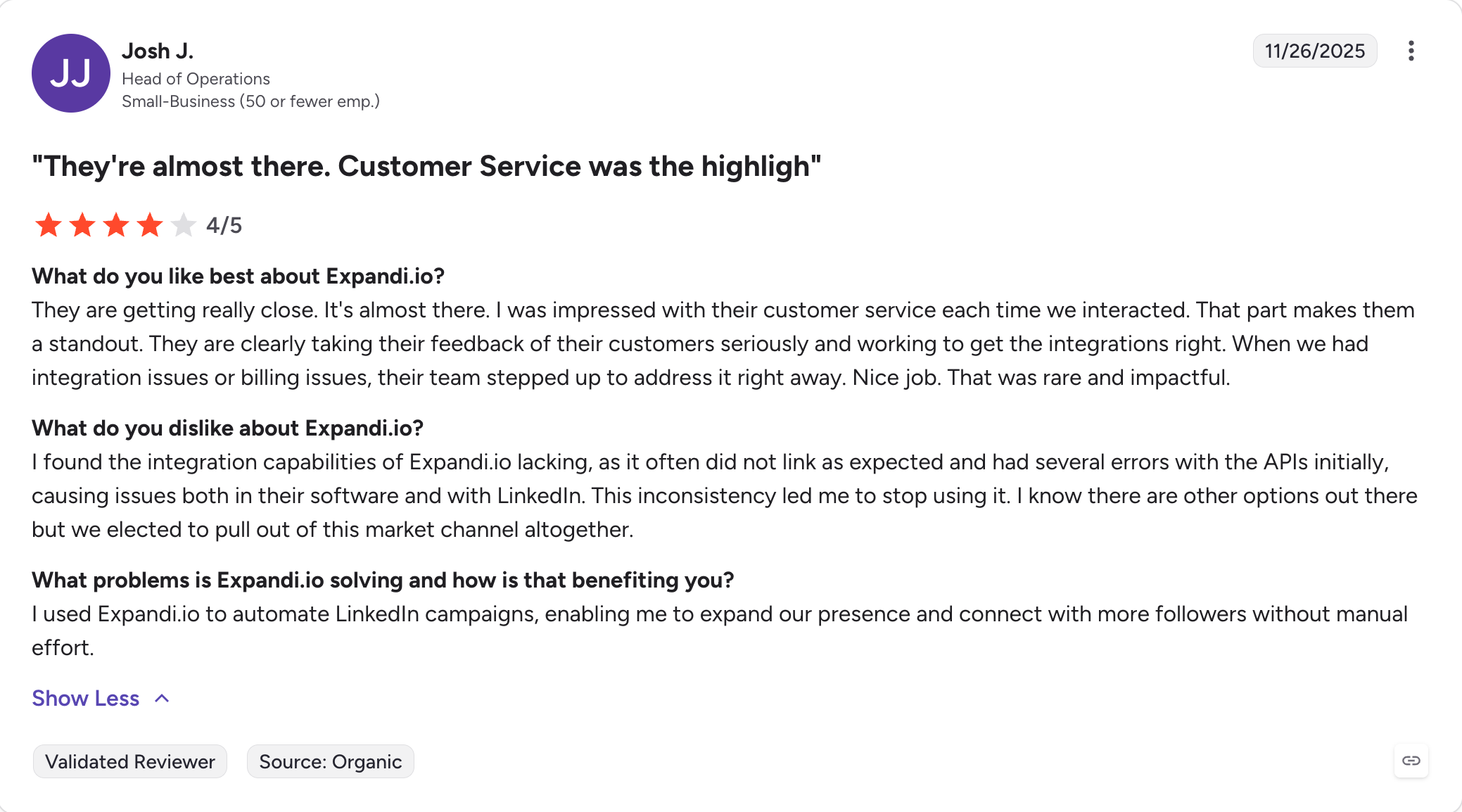 Verified Expandi User on G2