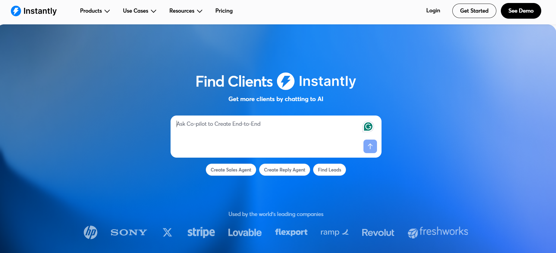 Instantly homepage