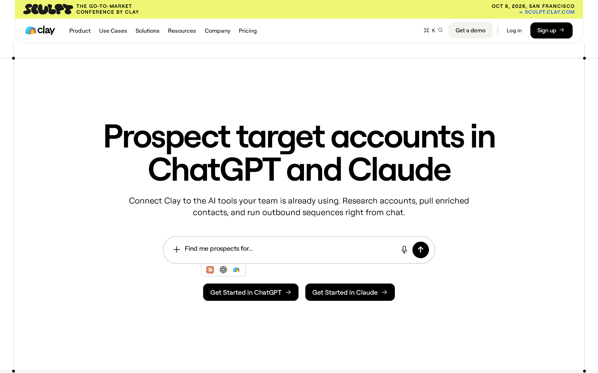 Clay MCP page showing prospecting prompts for buying committee discovery
