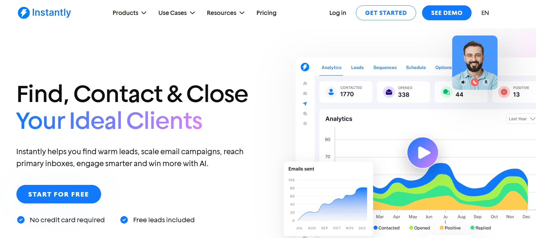 Instantly homepage