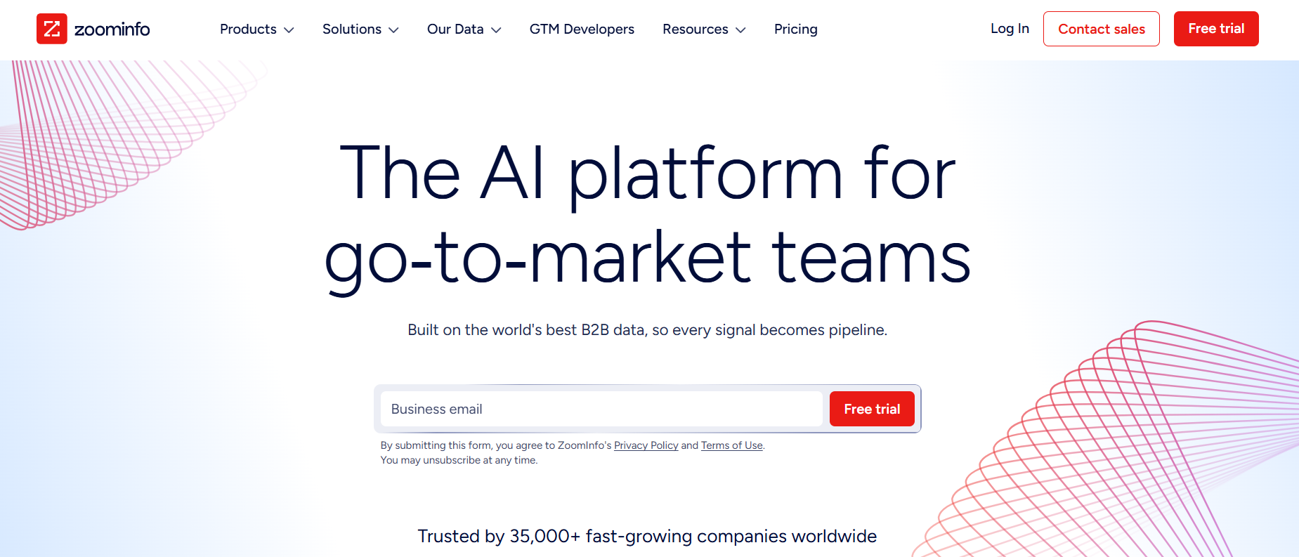Zoominfo homepage