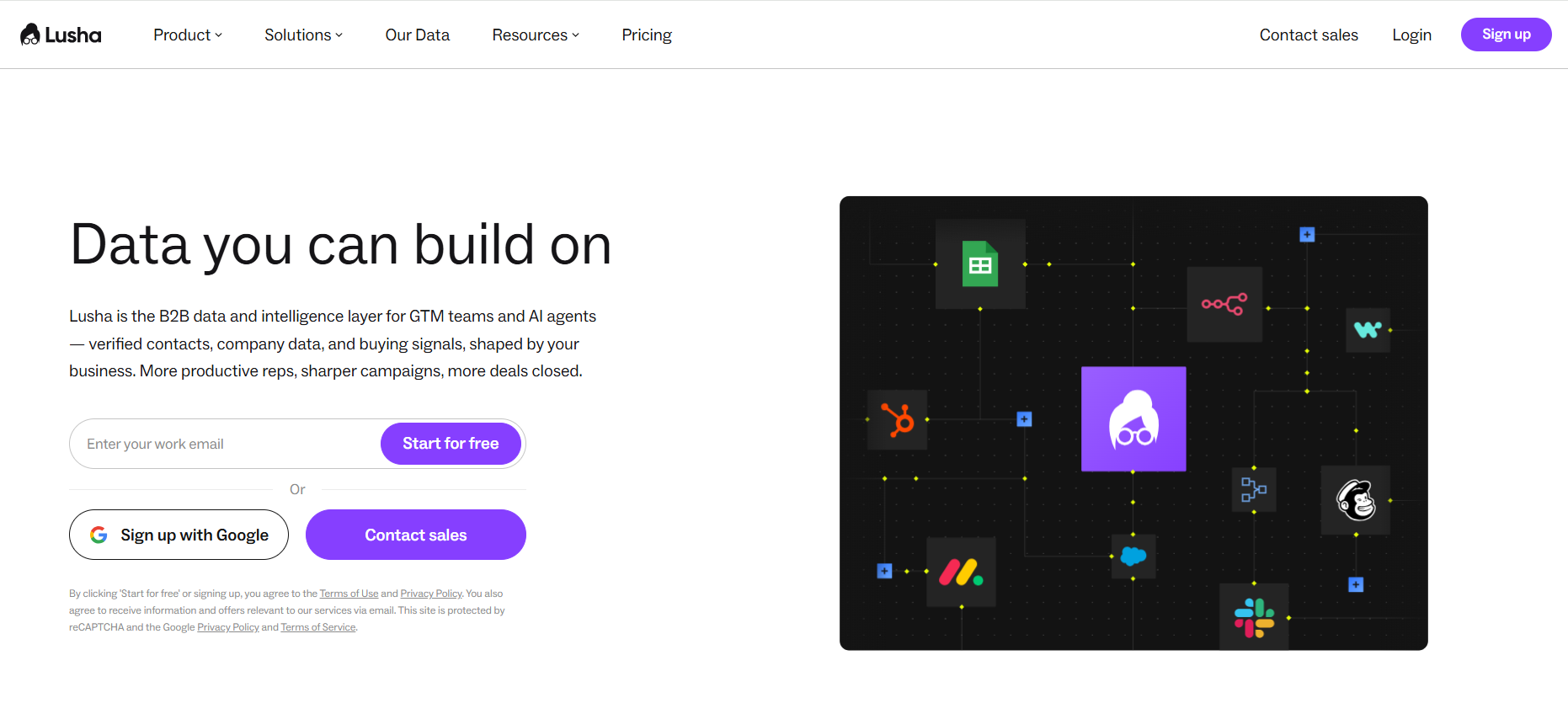 Lusha homepage