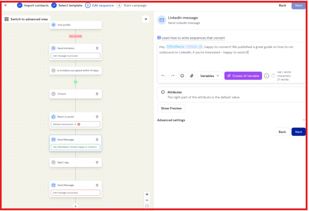 Automated LinkedIn sequences on Botdog
