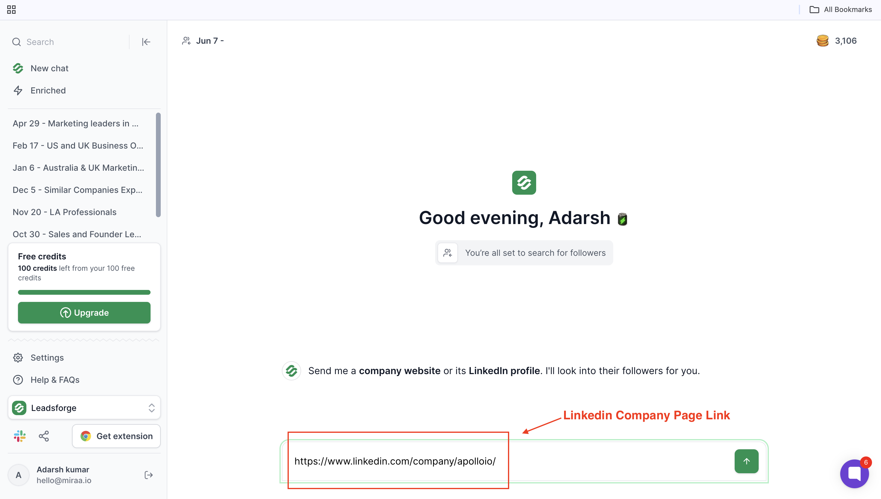 Finding LinkedIn Competitors Followers on LinkedIn
