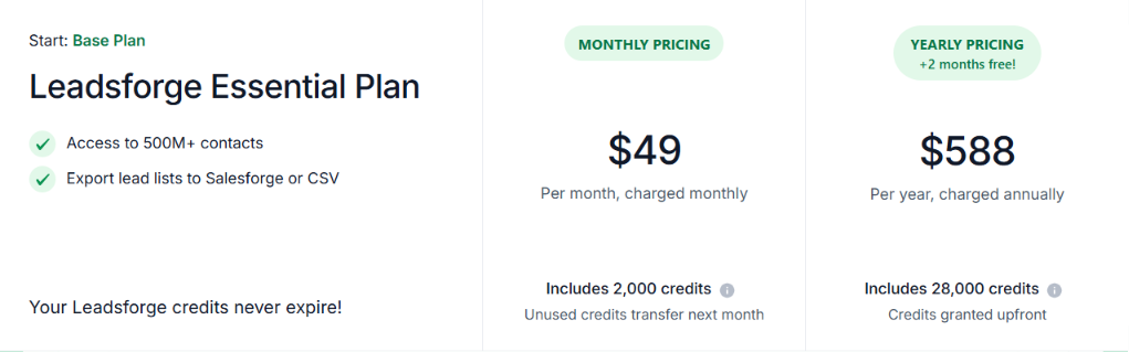 Leadsforge pricing