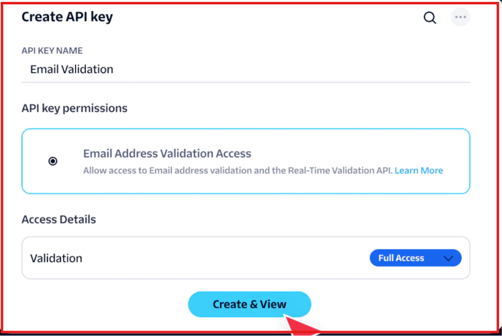 Creating an API Key for email validation on SendGrid