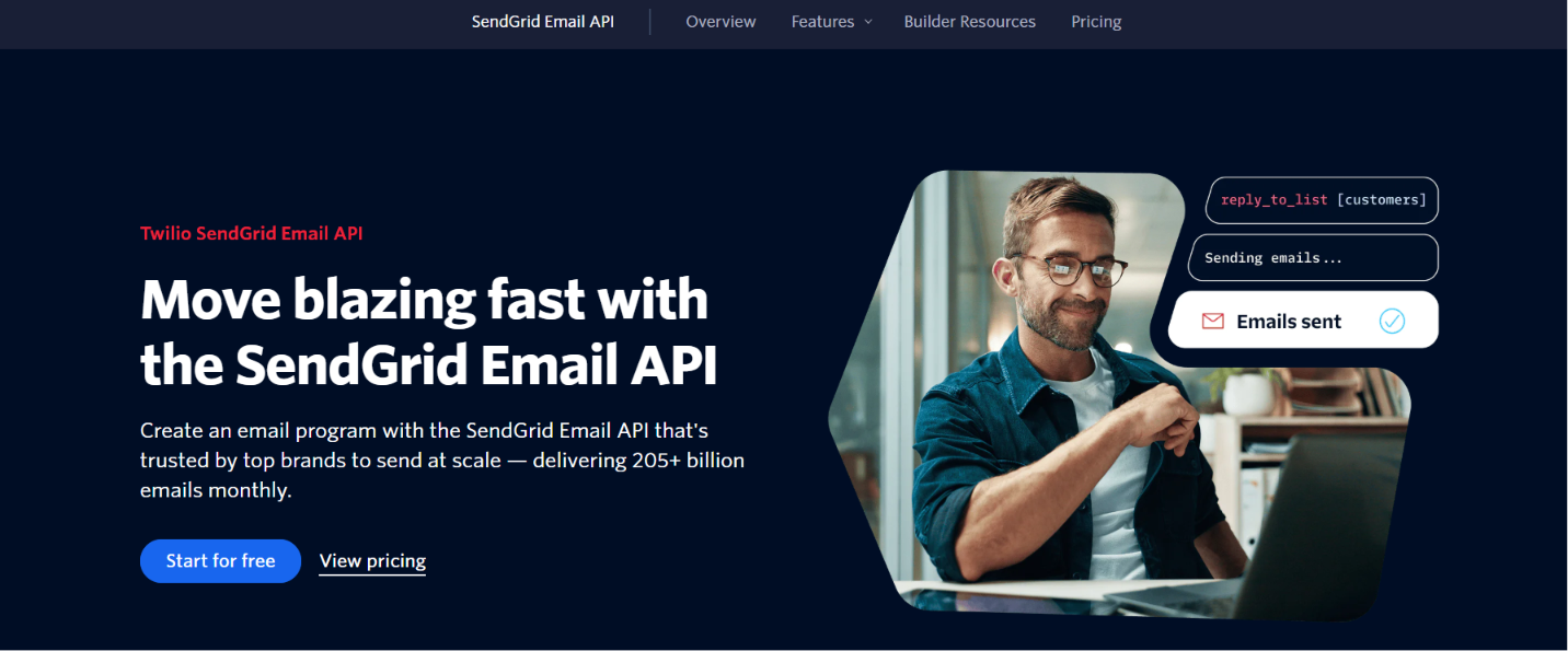 Sendgrid homepage