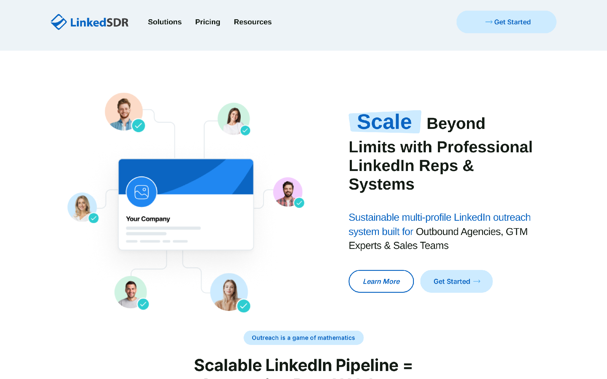 LinkedSDR homepage showing LinkedIn profile infrastructure positioning