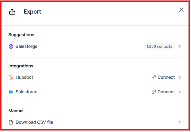 Export lead list to Salesforge