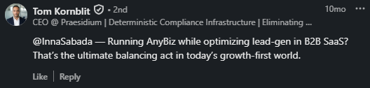 anybiz user review about its balance in outreach