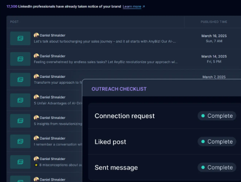 LinkedIn Outreach in AnyBiz