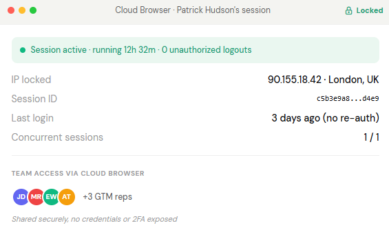 Persistent Cloud Sessions in GetSales