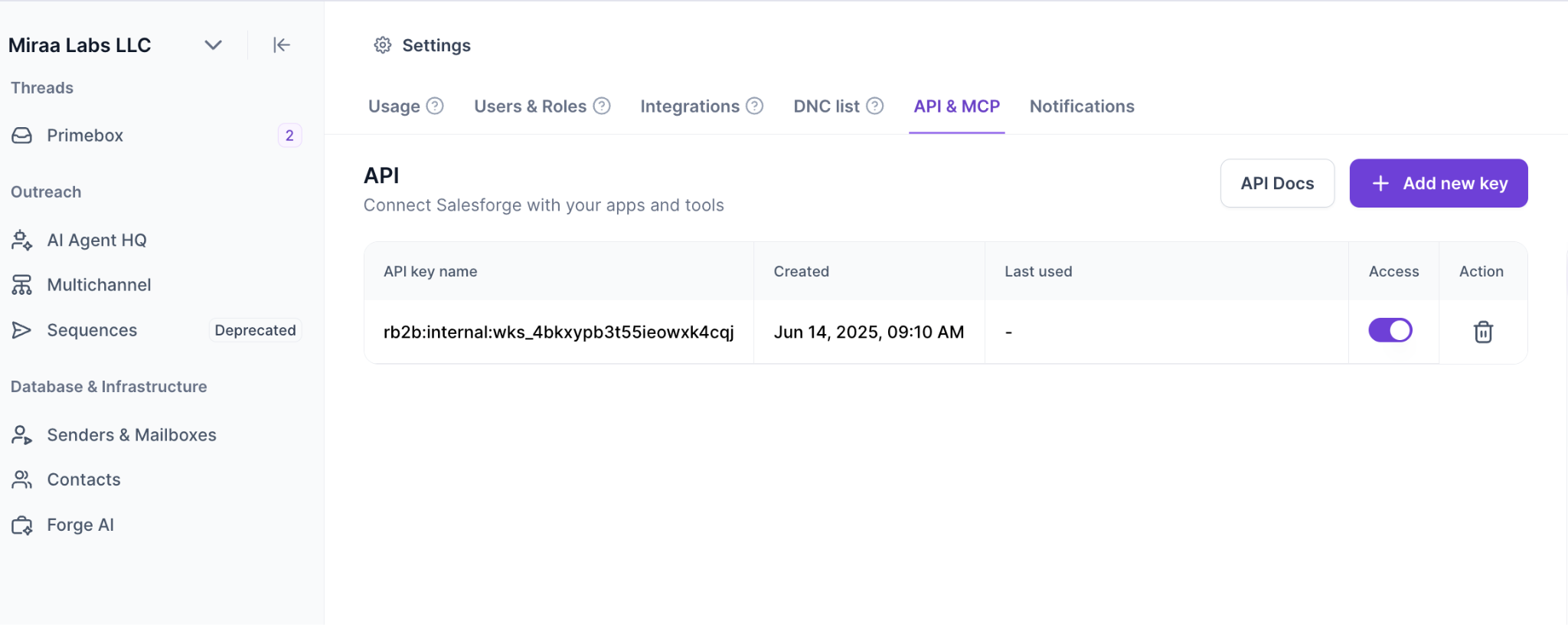 Salesforge API key