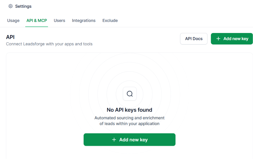 Generate Leadsforge API key