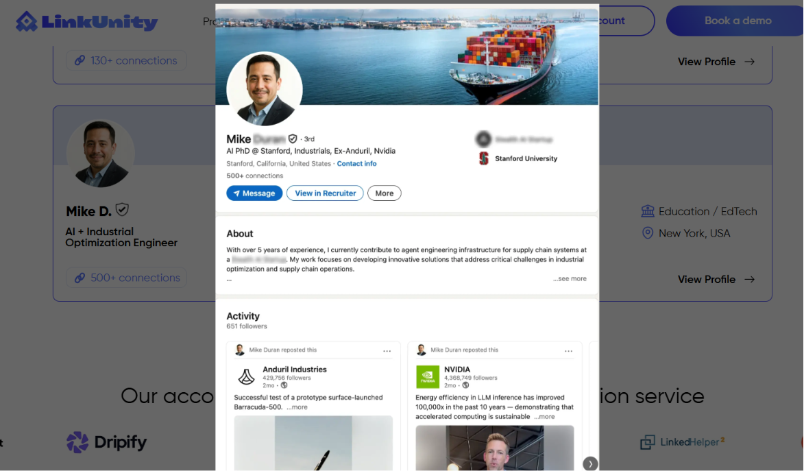 Look at sample profiles before payment