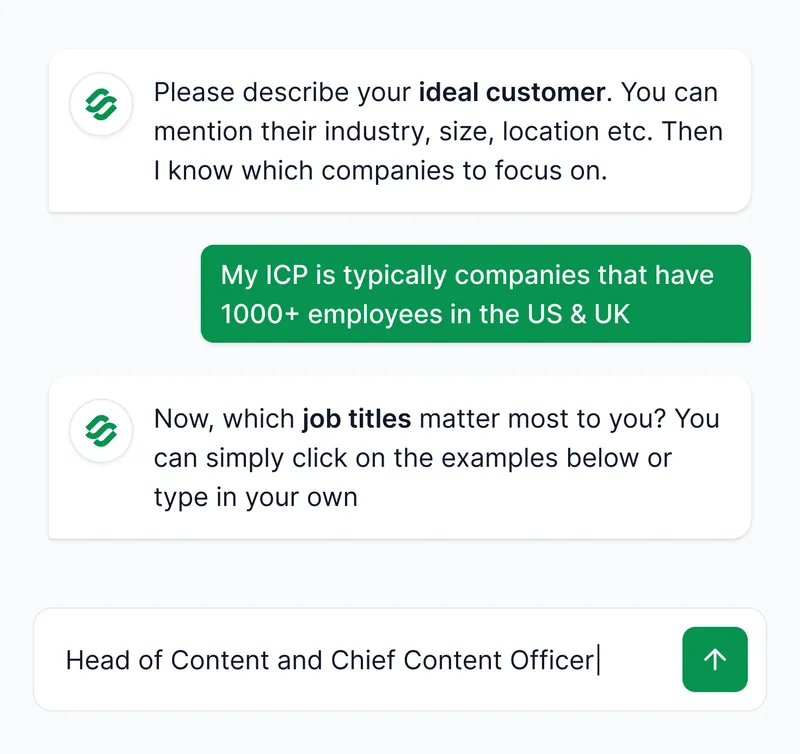 Lead List Building Via Chat in Leadsforge