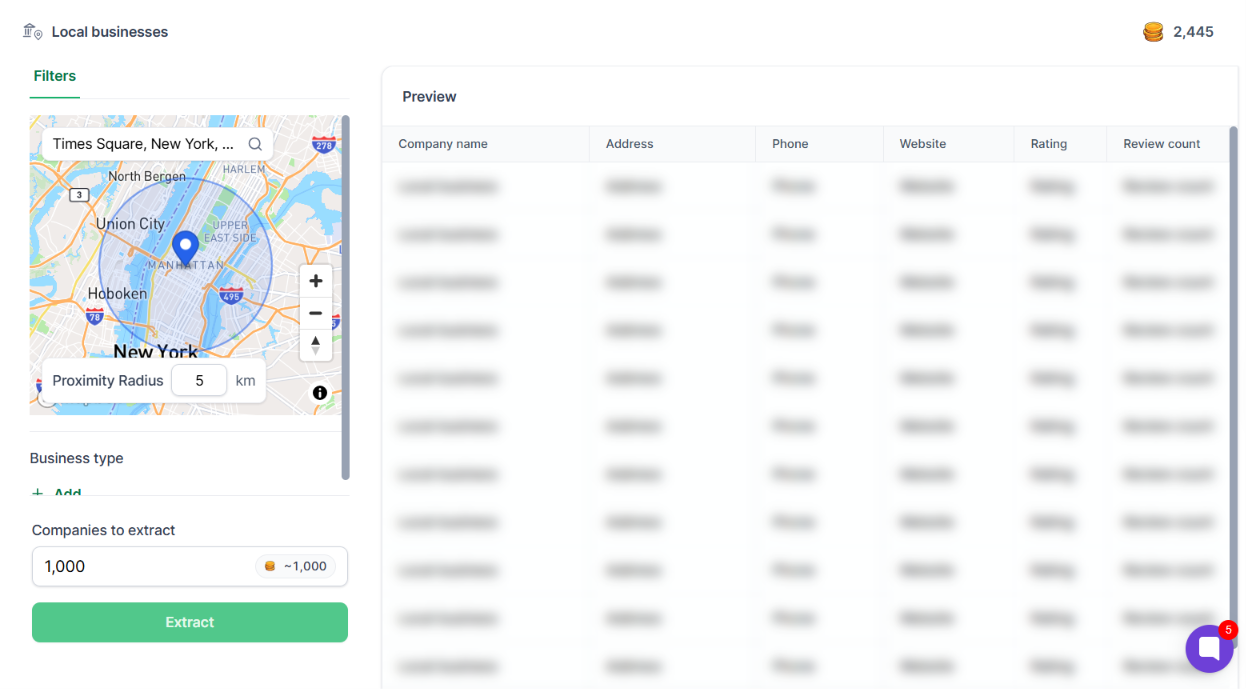 Leadsforge local search feature