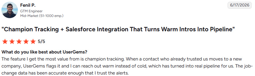 GTM Engineer review on UserGem