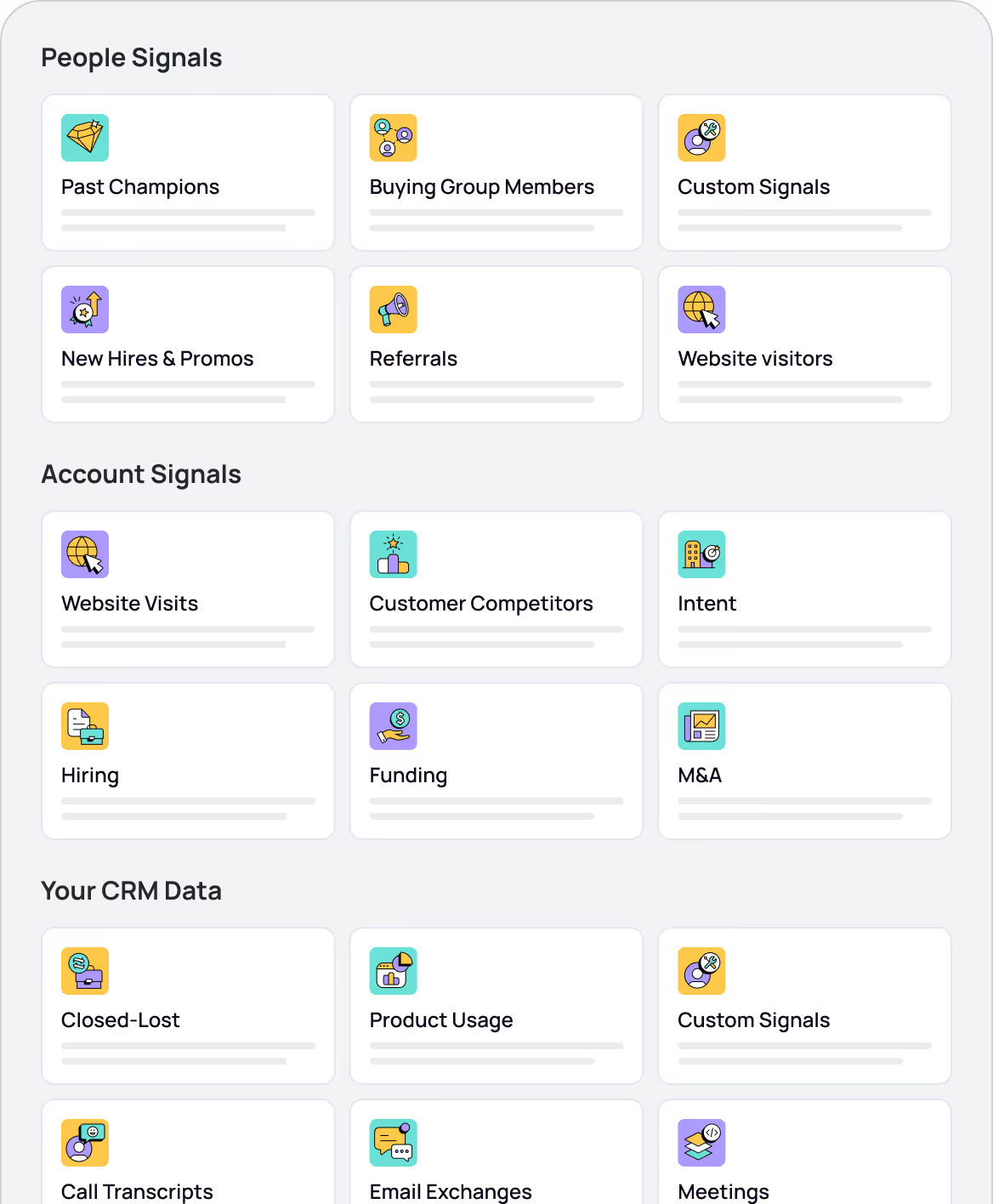 UserGems signal library category grid