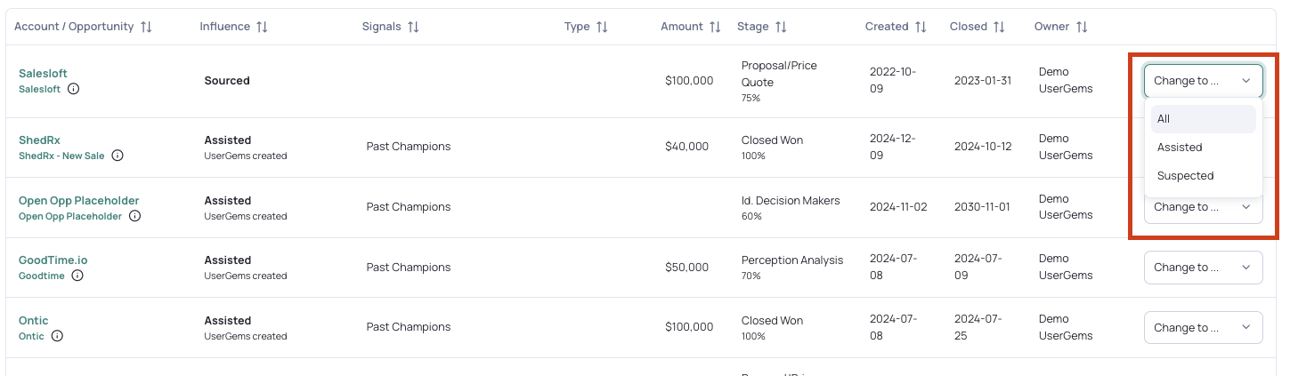 Reassigning opportunity attribution category