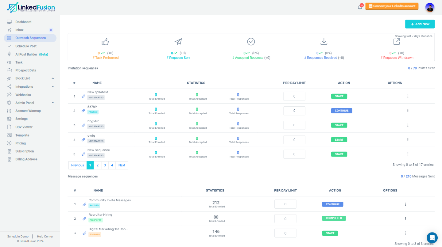 Outreach sequences by LinkedFusion