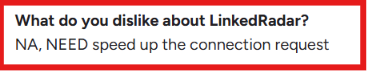 LinkedRadar user review about slow connection request